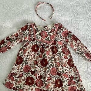 Joie Red Floral Kids Dress with Headband
